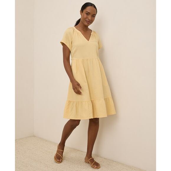 New Pact Dress Xs Yellow Organic Cotton Coastal Double Gauze Breezy - Picture 1 of 8